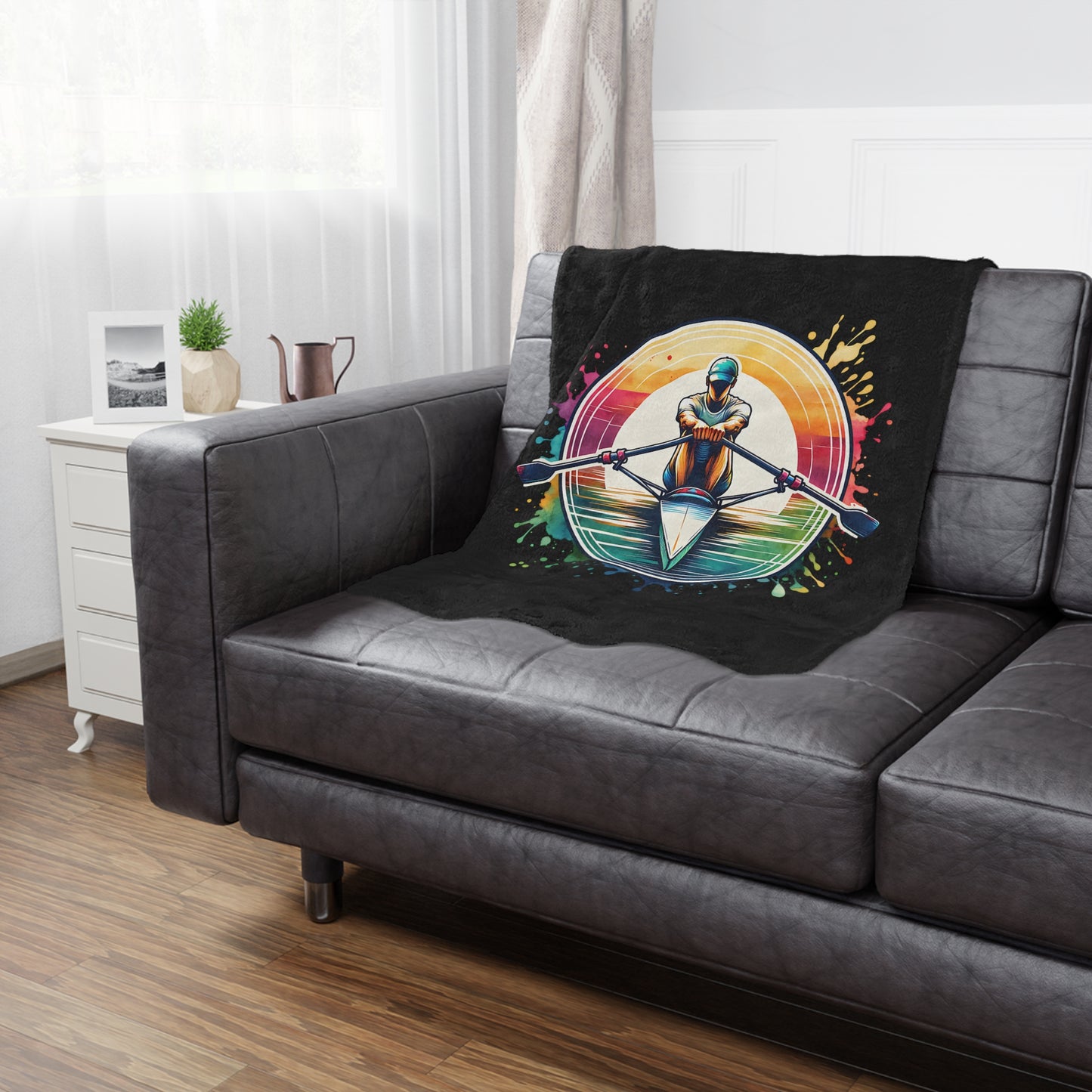 Throw Blanket - Brightly Colored Rainbow Rowing Design