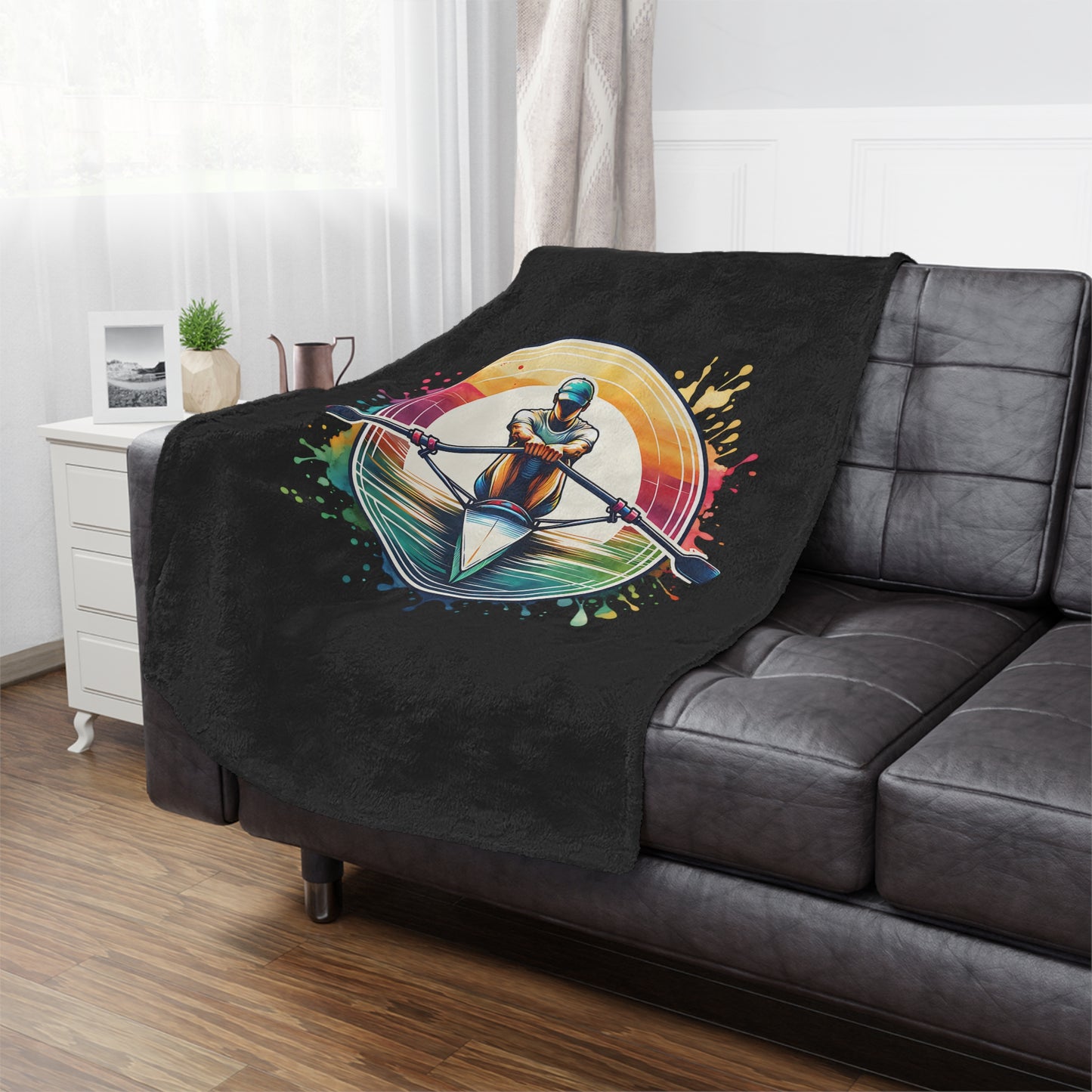 Throw Blanket - Brightly Colored Rainbow Rowing Design